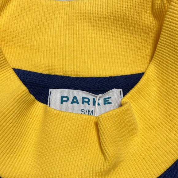 Parke Women’s Crewneck Sweater in Navy and Gold Mockneck - Picture 2 of 4